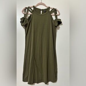 Olive Green Cold Shoulder Dress